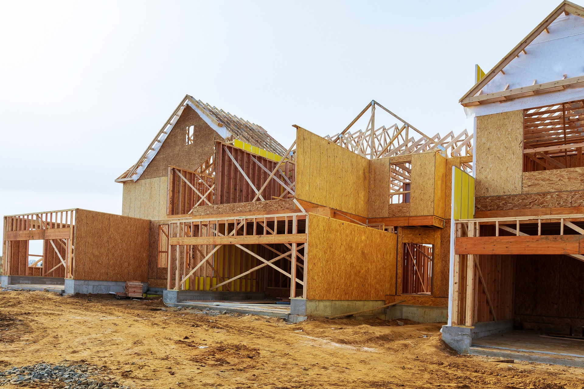 New construction of a house Framed New Construction of a House Building a new house from the ground up